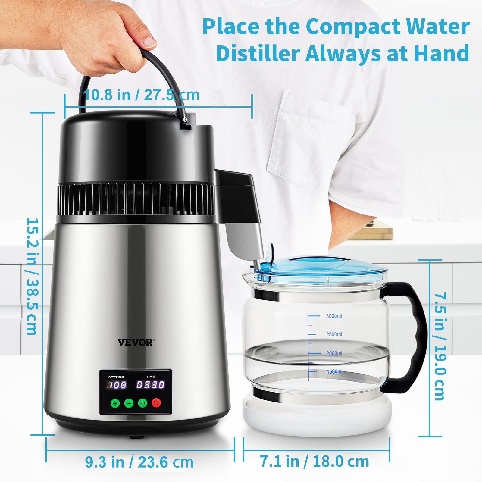 Wasserdestilliergerät, Destillationsrate 1 l/h, Touchscreen, leer