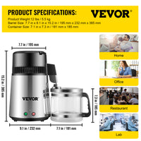 Wasserdestilliermaschine, 4 l Fassungsvermögen, 304 Stalen-Behälter, Kühlstofffilter