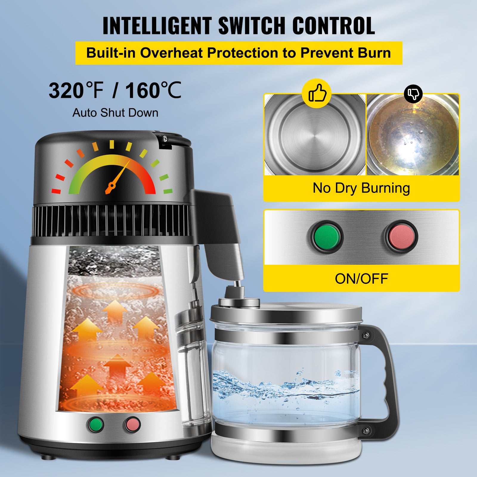 Wasserdestilliermaschine, 4 l Fassungsvermögen, 304 Stalen-Behälter, Kühlstofffilter