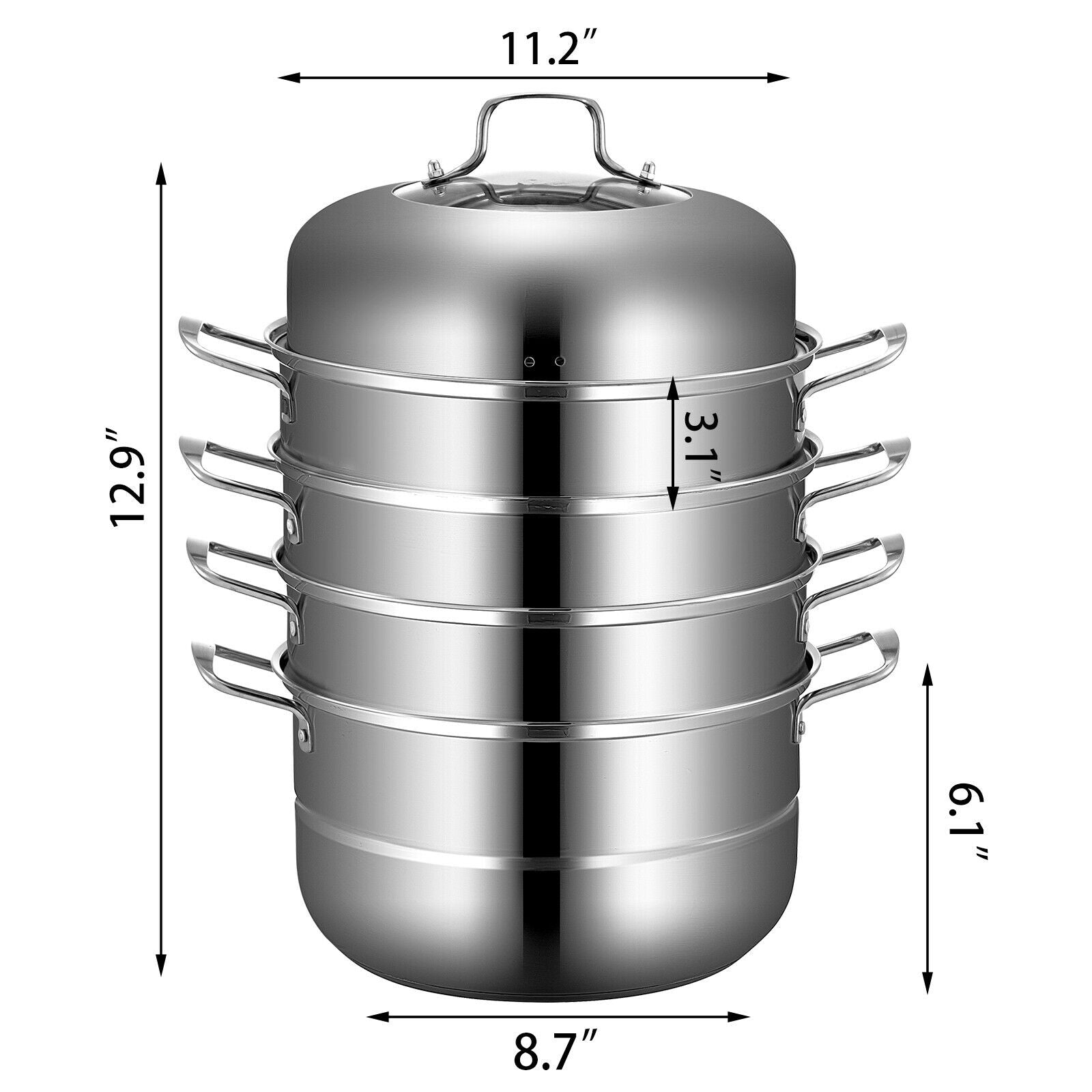 Edelstahl-Dampfgarer, 304 Lebensmittelqualität, 3-lagiger Verbundboden