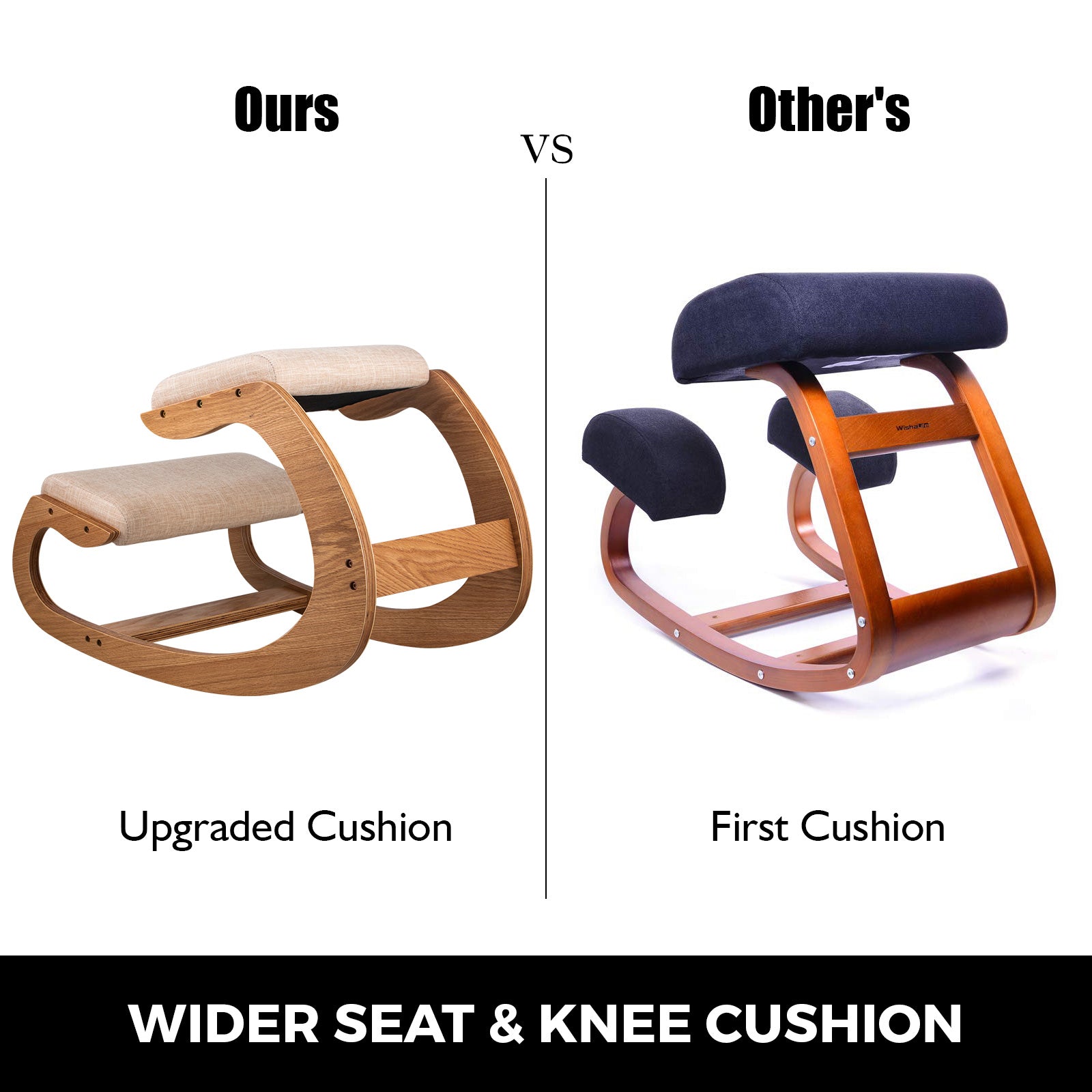 Ergonomischer Kniesessel, Natur-Birkenholz, Tragfähigkeit von 220lbs