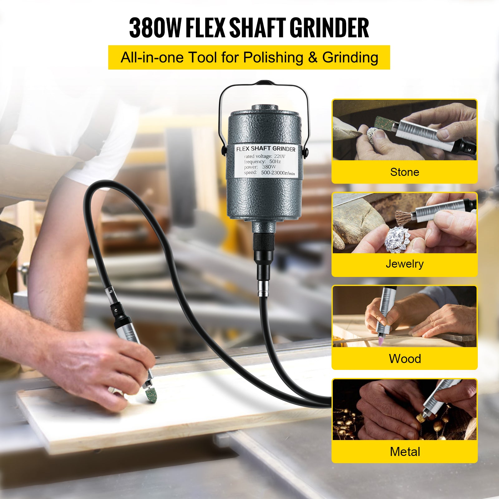 Flexshaft Grinder Kit, Metal, Wood & Stone Polishing